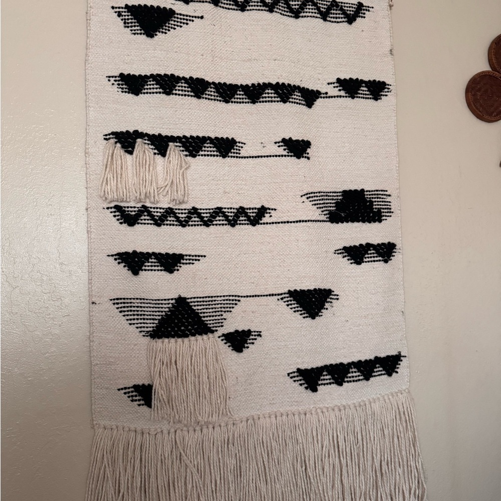 Black and White Woven Wall Hanging